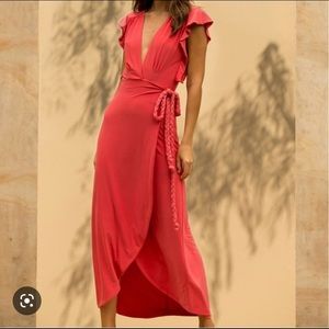 MISA Los Angeles Red Wrap Dress Size xs